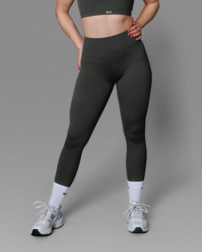 Luxe Tights- Full Length- Impact Fabric - Stone Green