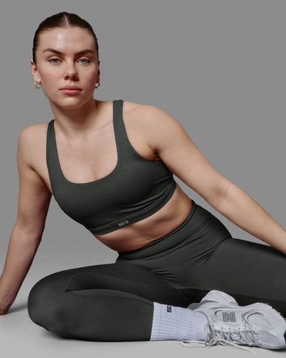 Open Back Bra - Impact - Stone Green