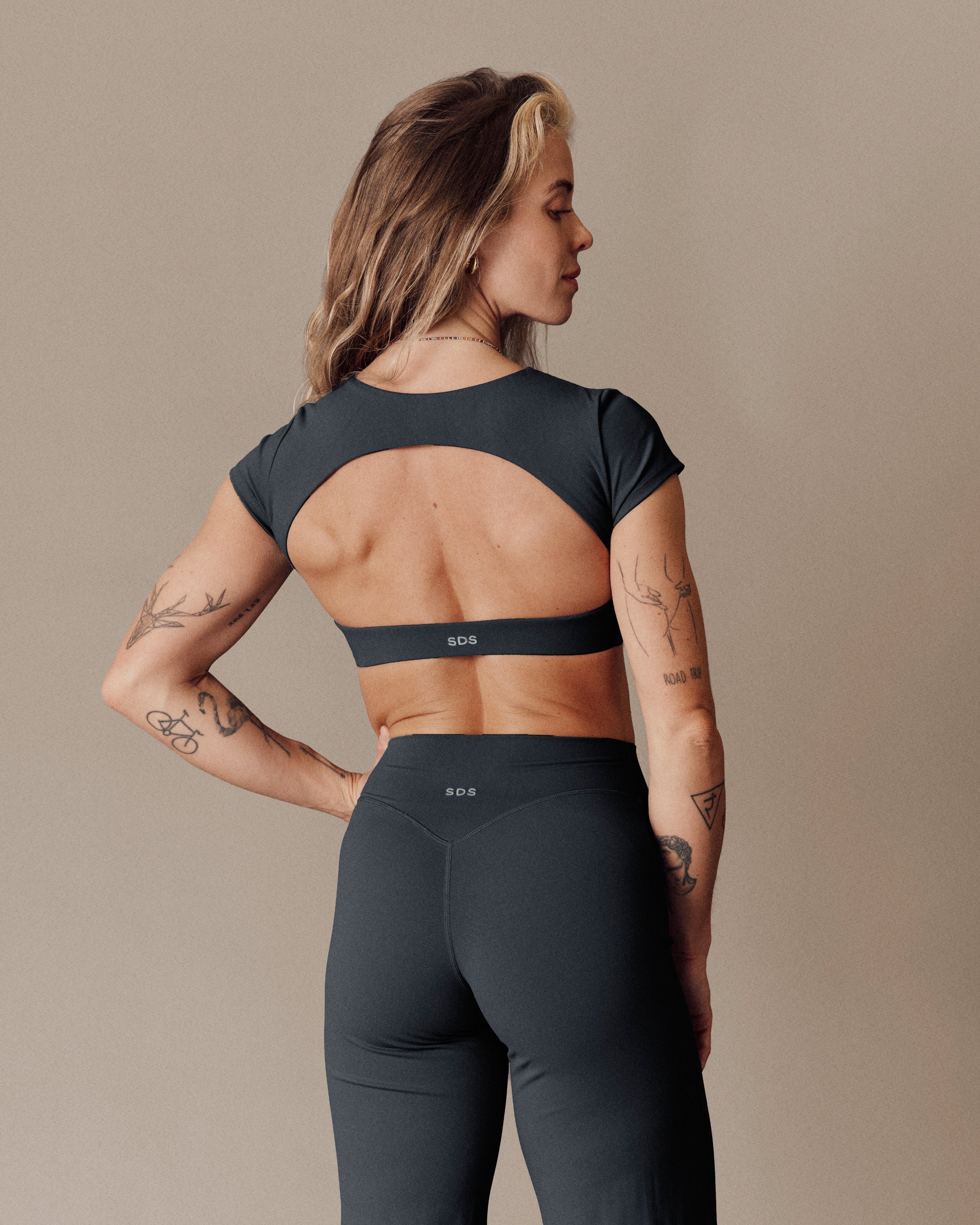 Open Back Short Sleeve SculptFlex - Midnight