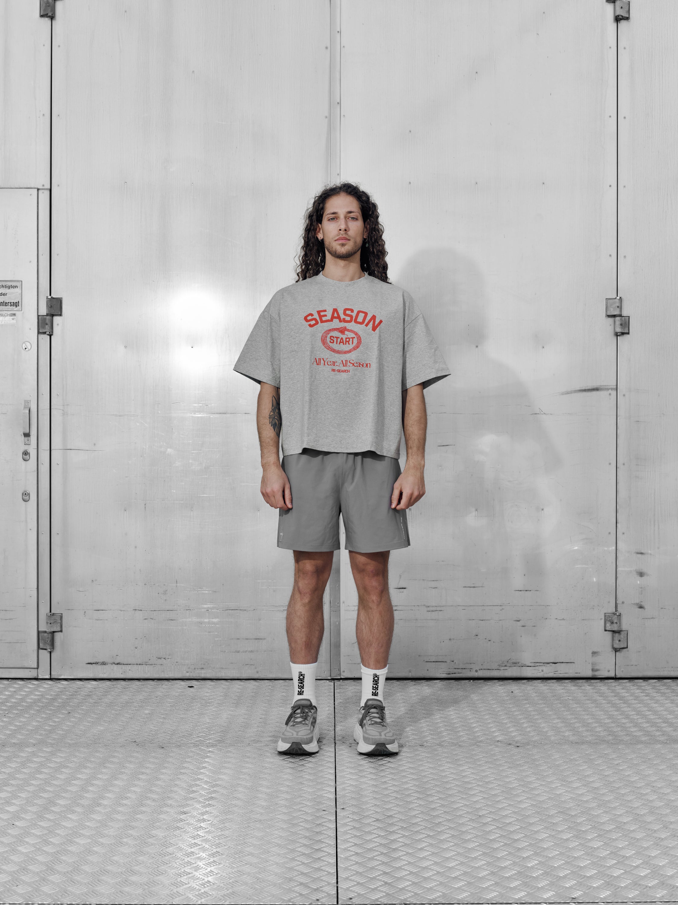 Season Start Heavyweight T - Grey and Red