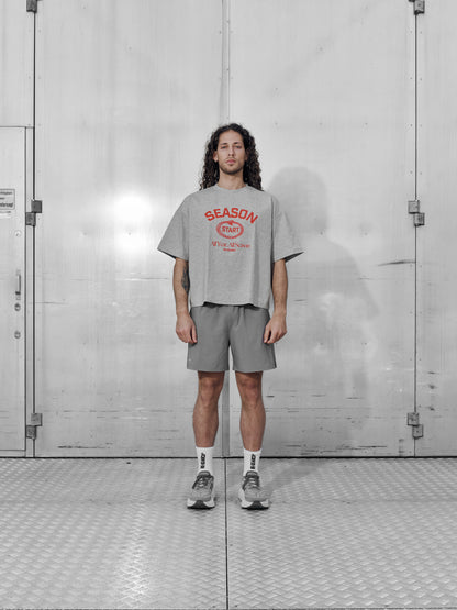 Season Start Heavyweight T - Grey and Red