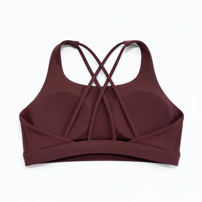 Hybrid High Neck Bra - Red Brown
