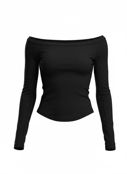 Wide Neck - Long Sleeve Black