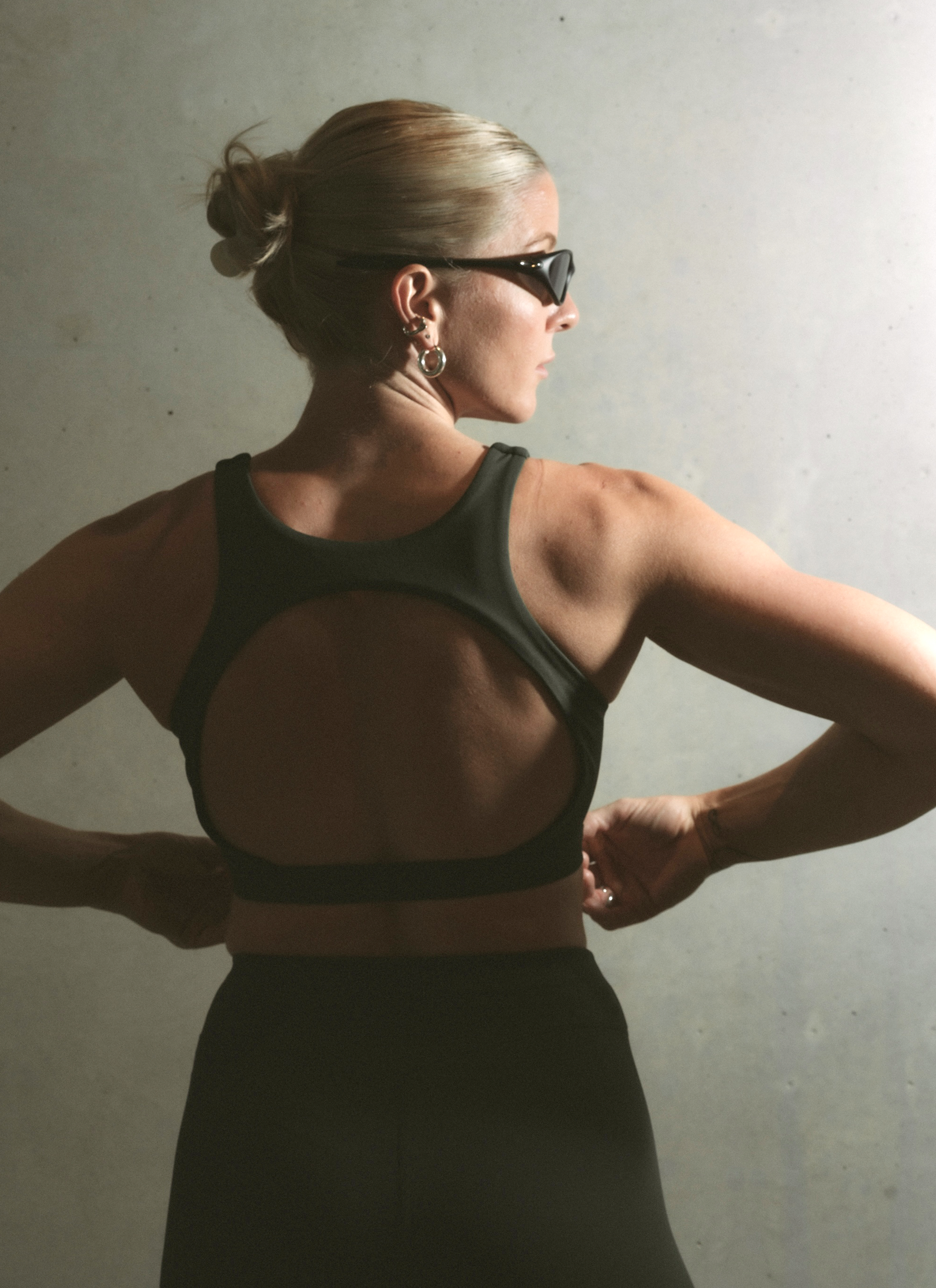 Open Back Bra - Impact - Stone Green