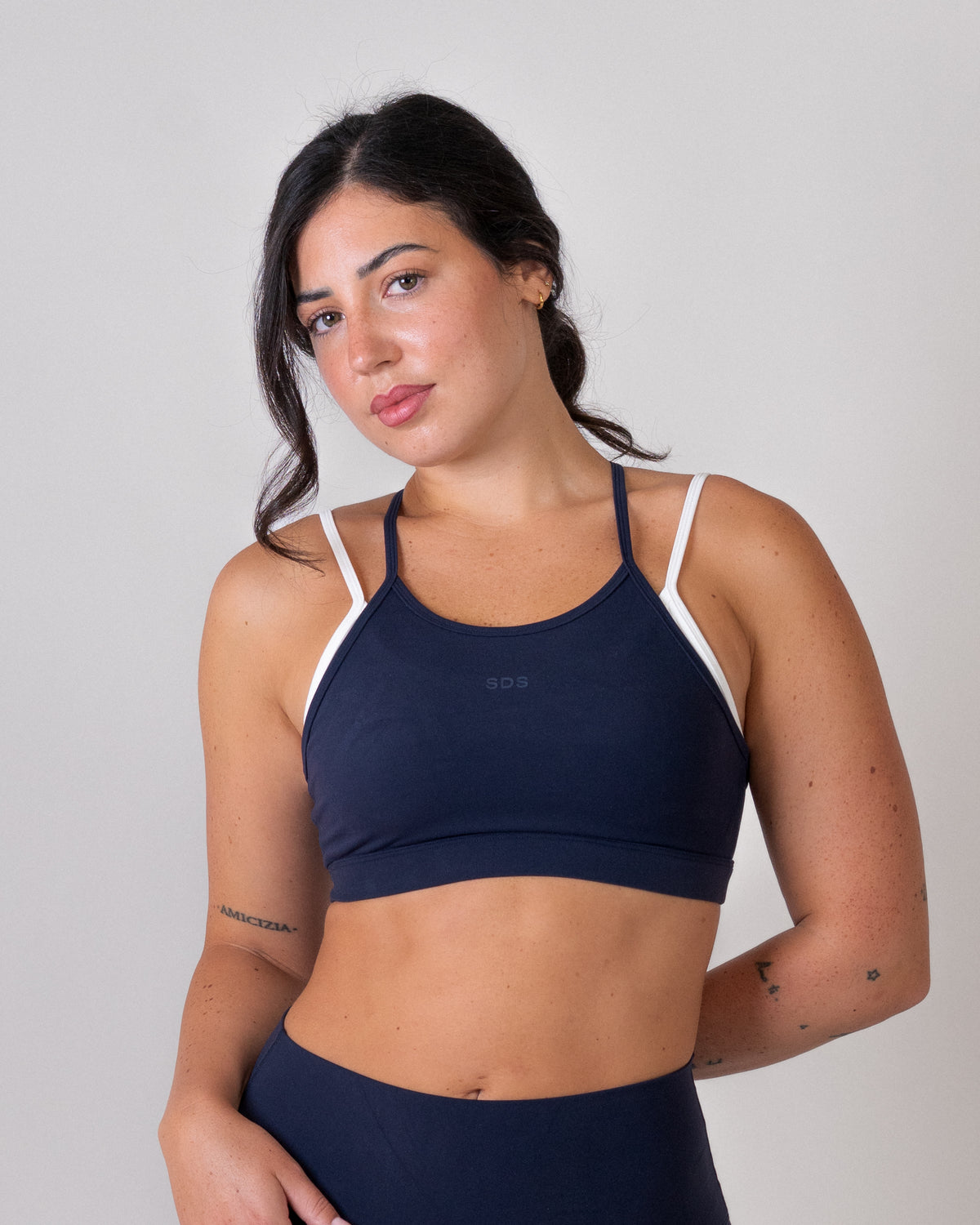 Double Layer Racer Back Bra - Navy Blue- White - SculptFlex (Coming Soon)