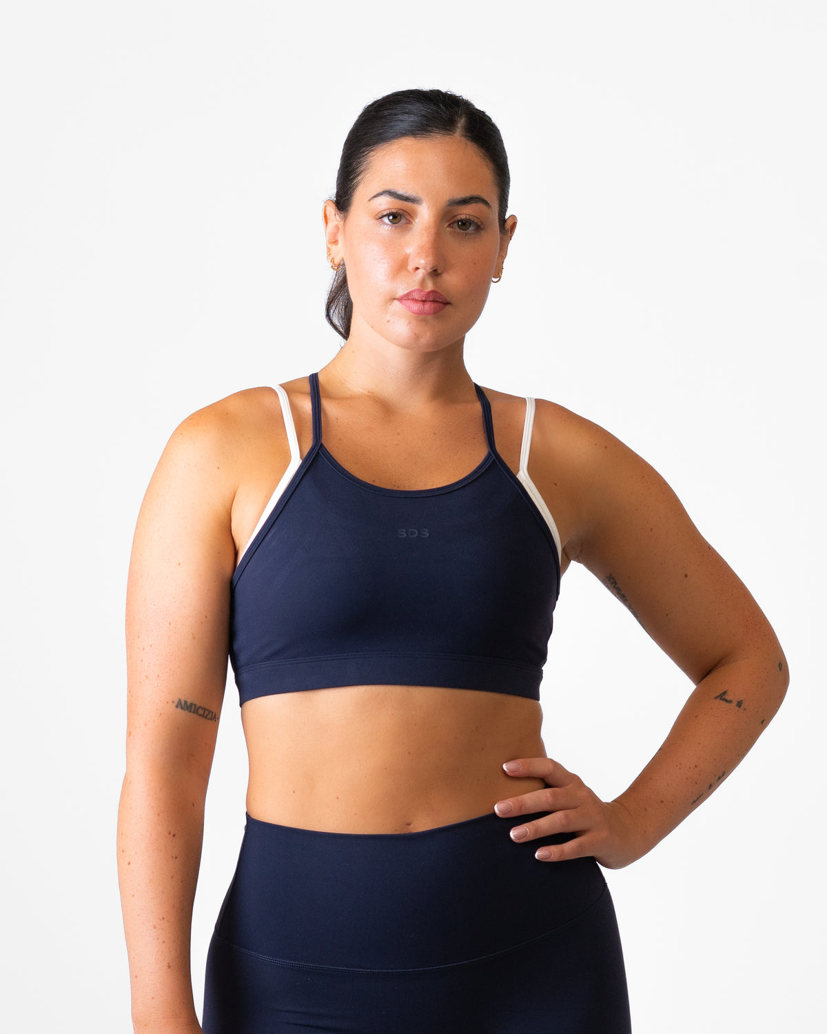 Double Layer Racer Back Bra - Navy Blue- White - SculptFlex (Coming Soon)