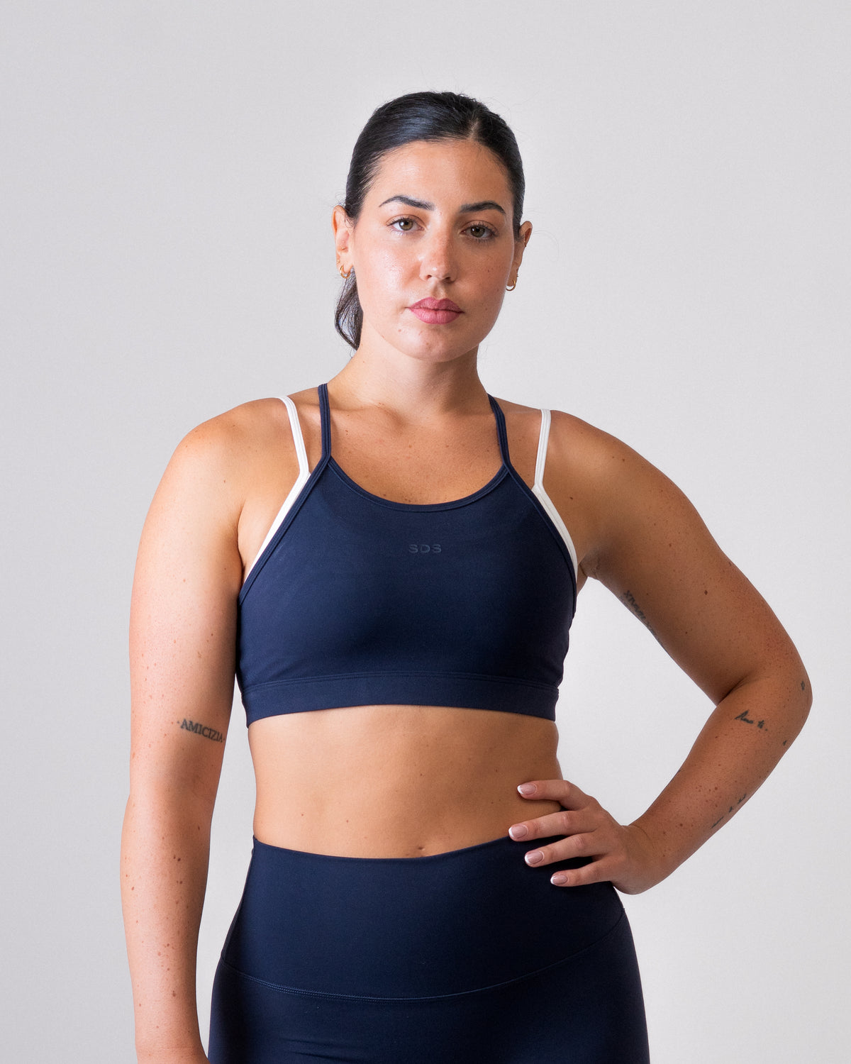 Double Layer Racer Back Bra - Navy Blue- White - SculptFlex (Coming Soon)