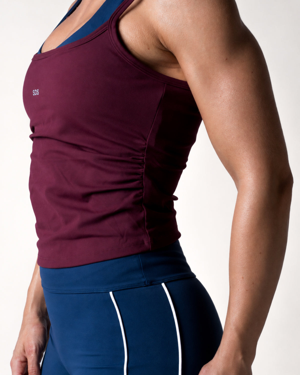 Ruched Waist Tank - Built in Bra - Maroon