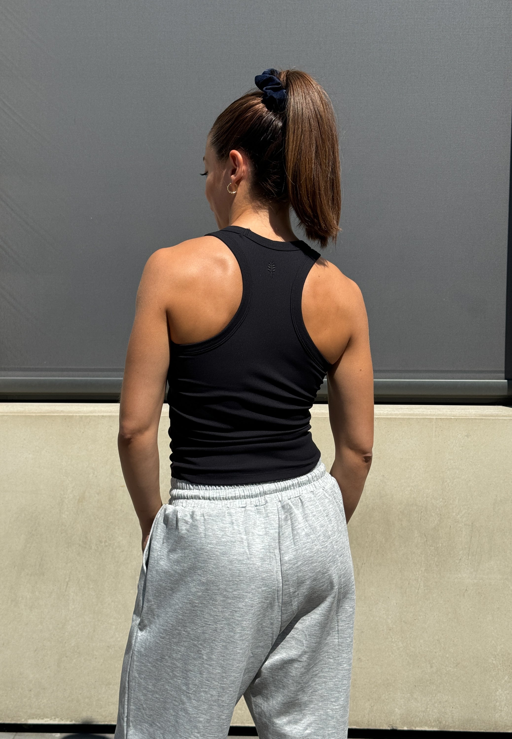 Rib Racer Back Full Length Top - Black