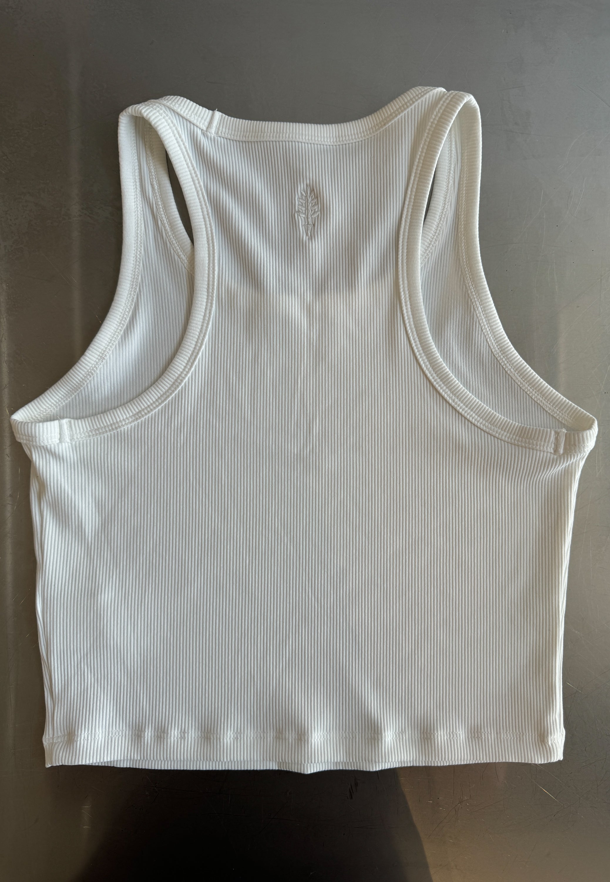Rib Racer Back Crop Top - White