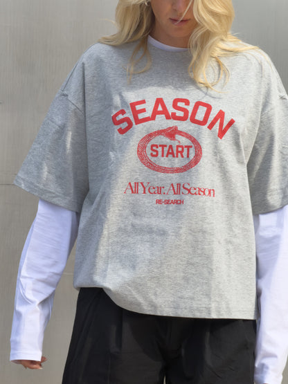 Season Start Heavyweight T - Grey and Red