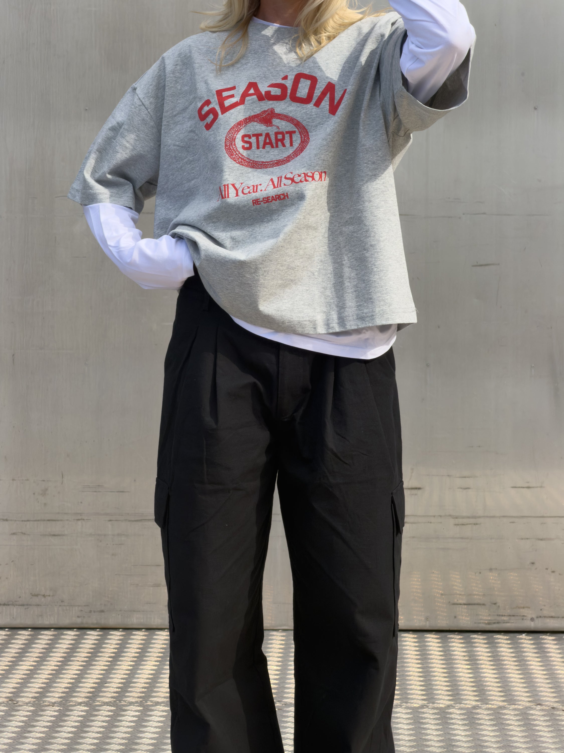 Season Start Heavyweight T - Grey and Red