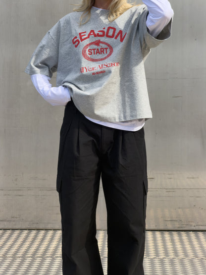 Season Start Heavyweight T - Grey and Red