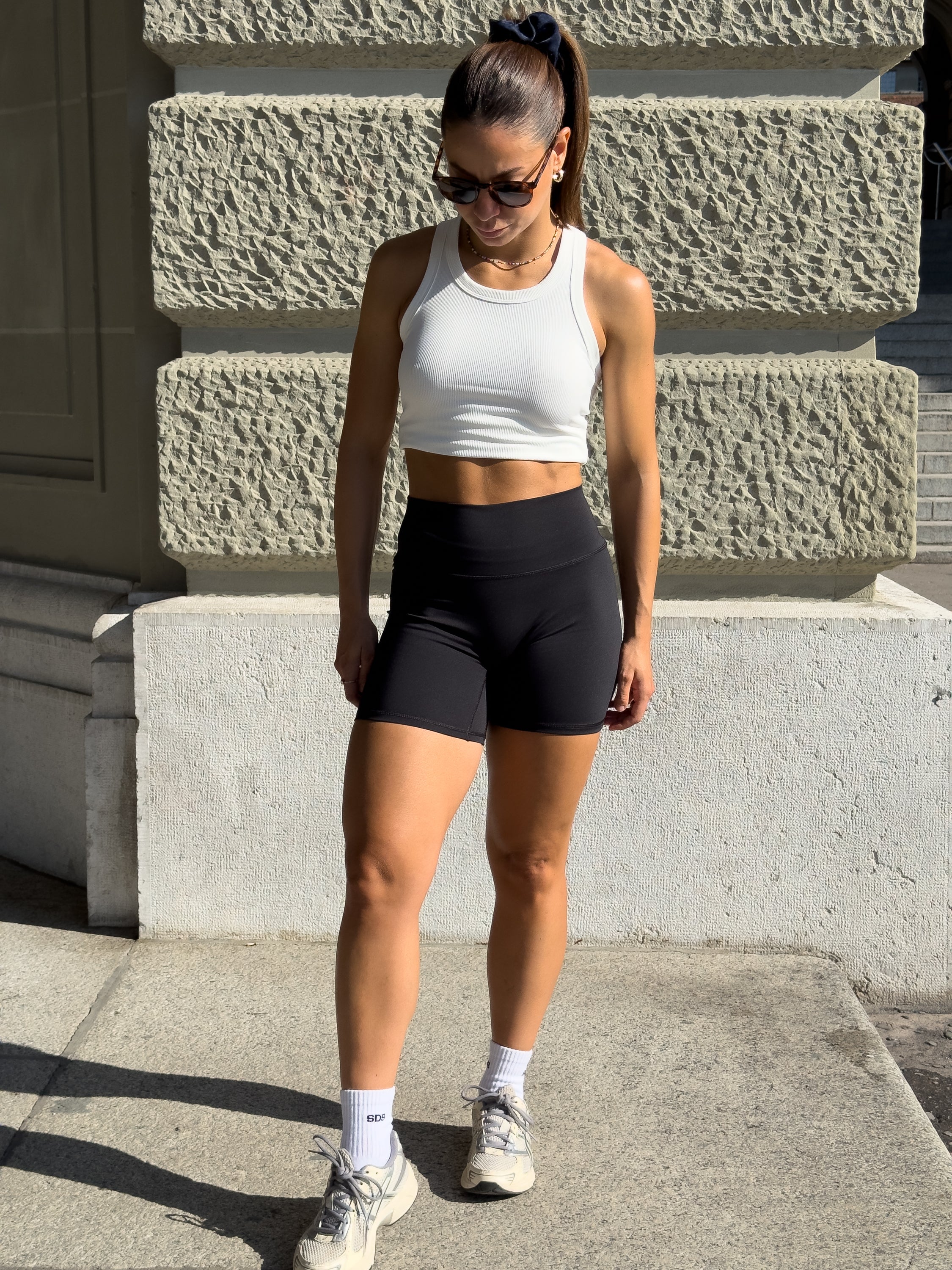 Rib Racer Back Crop Top - White