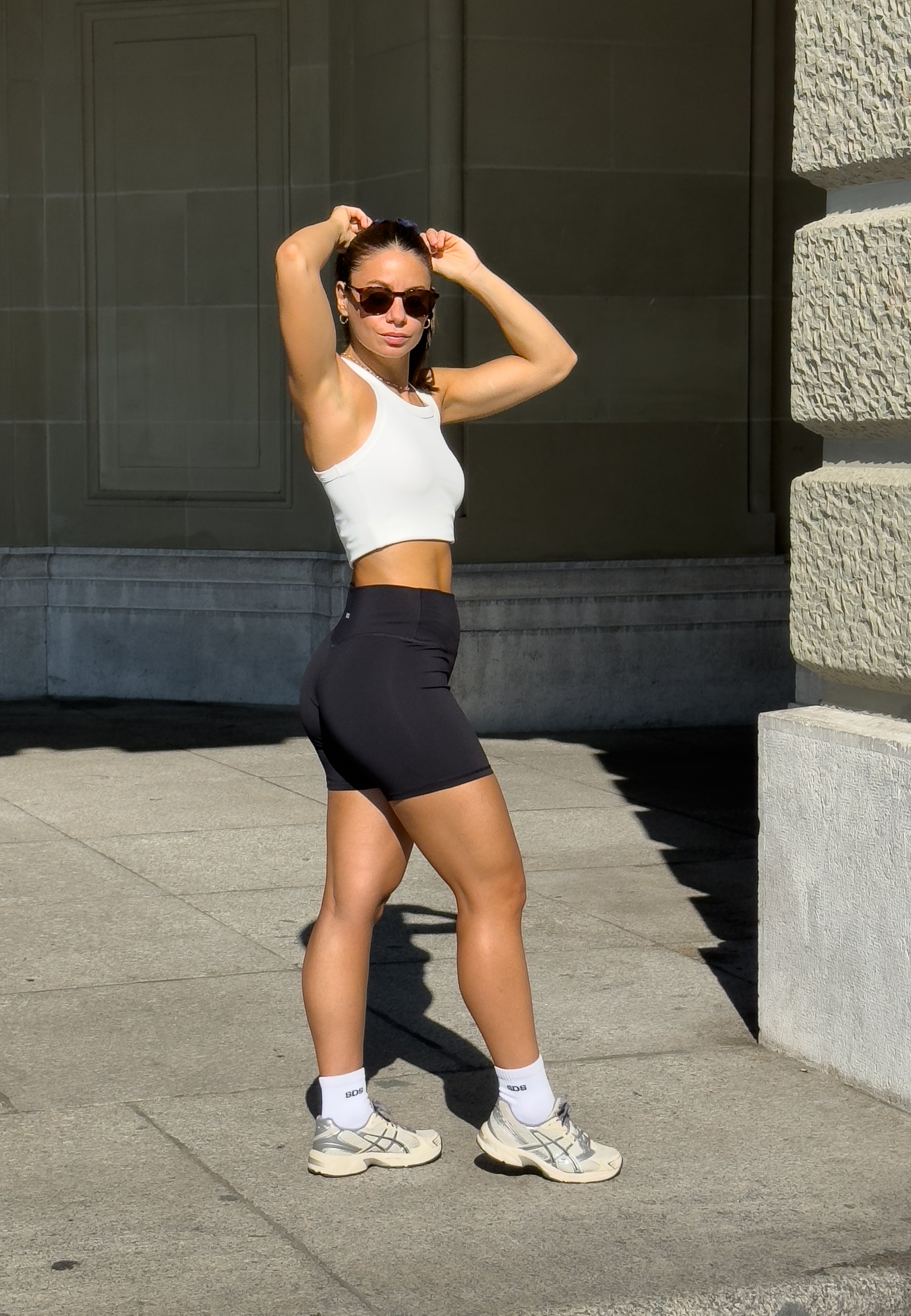 Rib Racer Back Crop Top - White