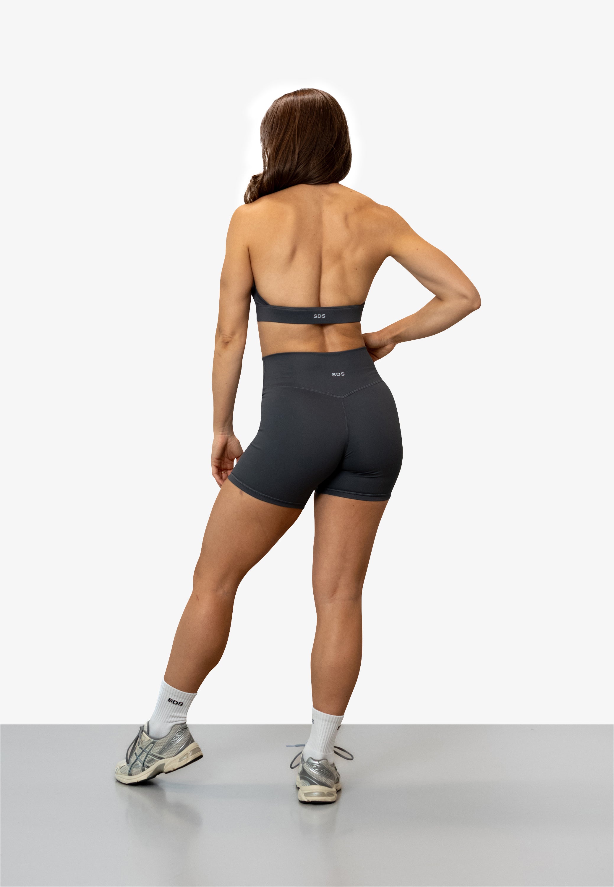Mid Length Booty Shorts - Stone Grey
