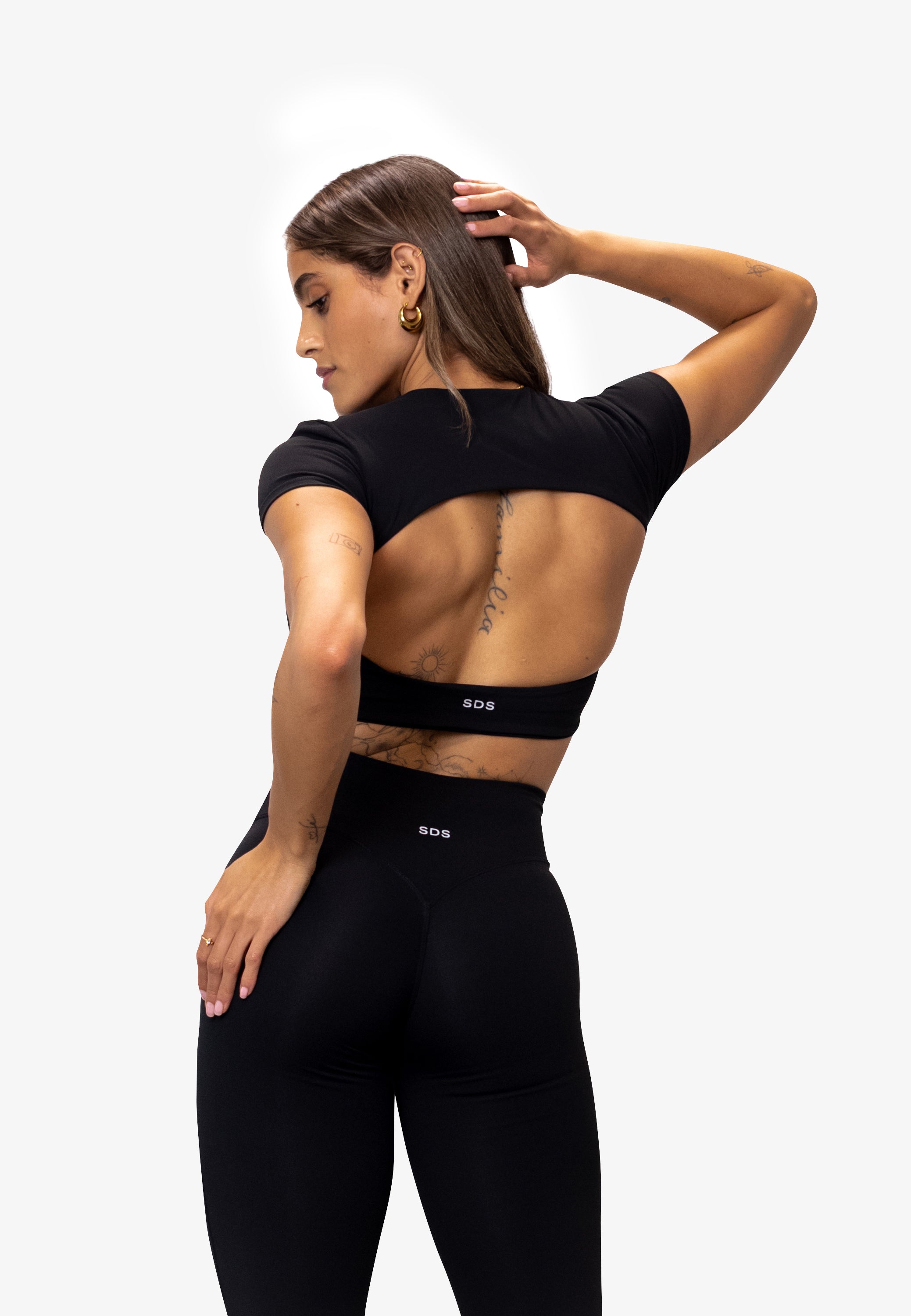 Open Back Short Sleeve - Black