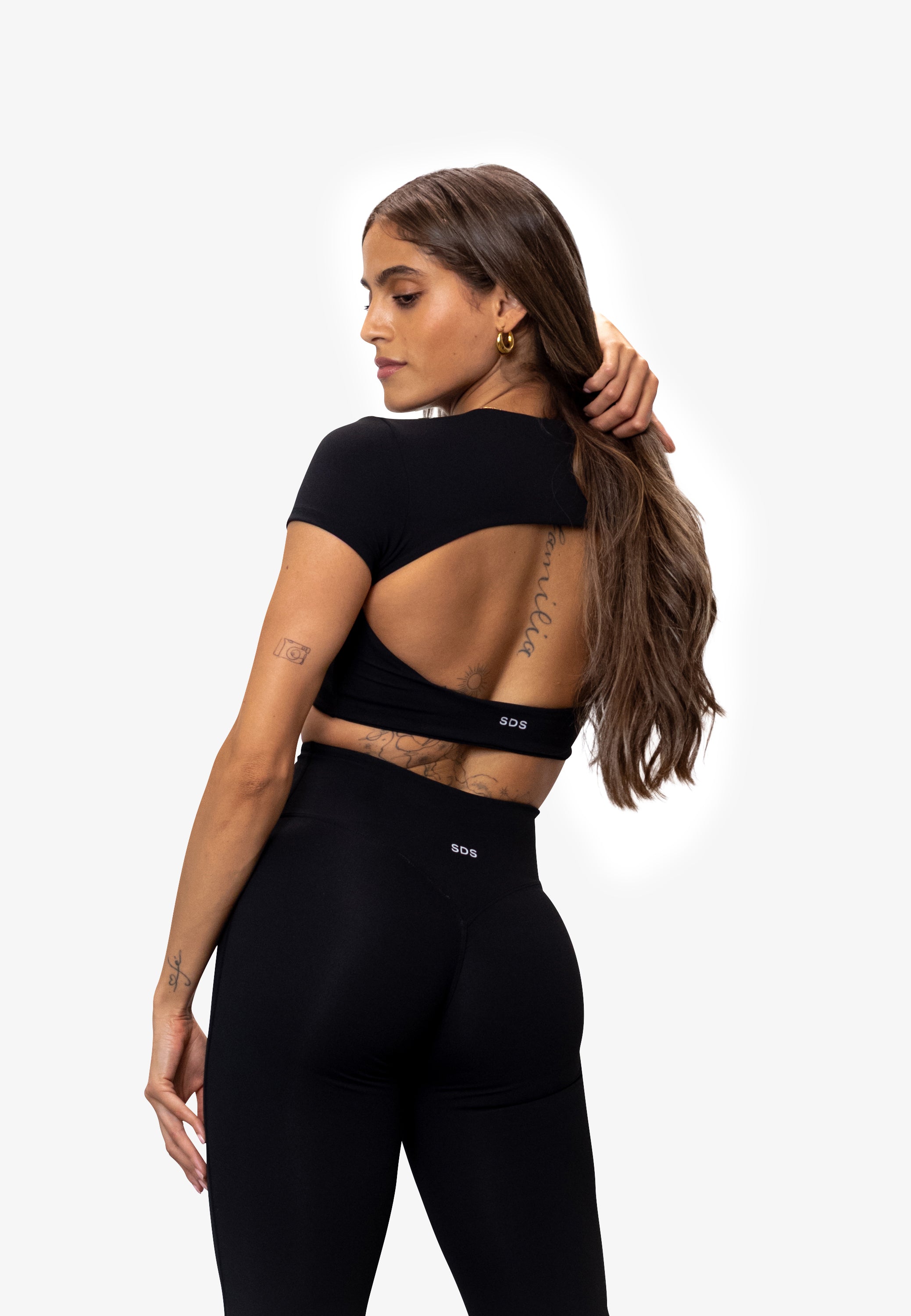 Open Back Short Sleeve - Black