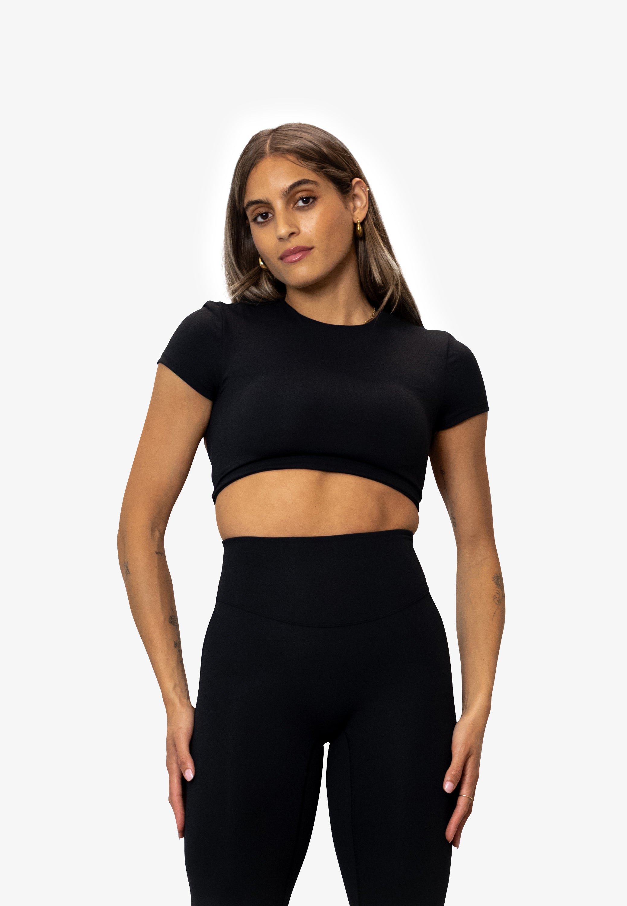 Open Back Short Sleeve - Black
