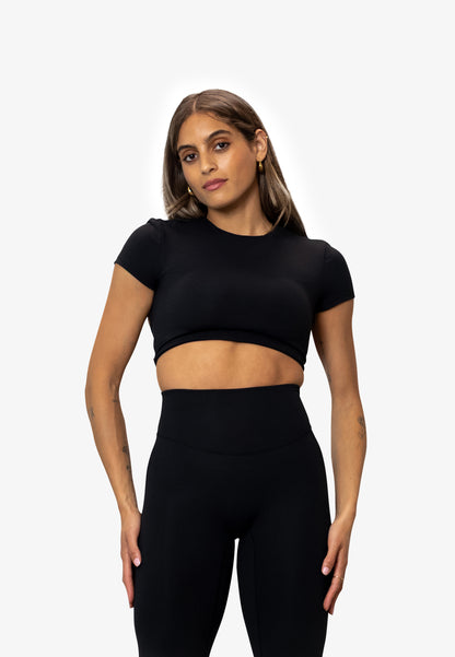 Open Back Short Sleeve - Black