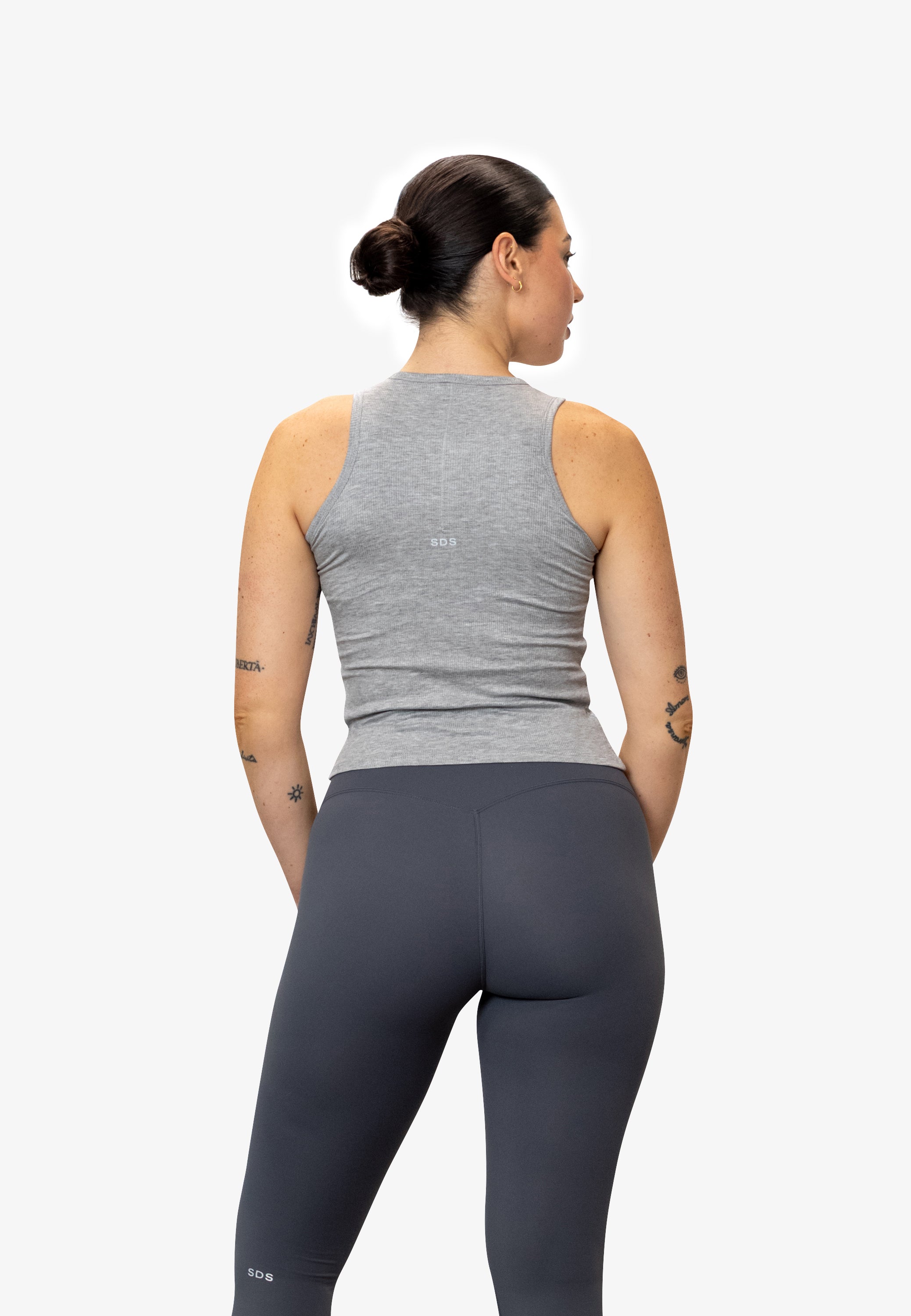 Full Length Rib Tank - Heather Grey