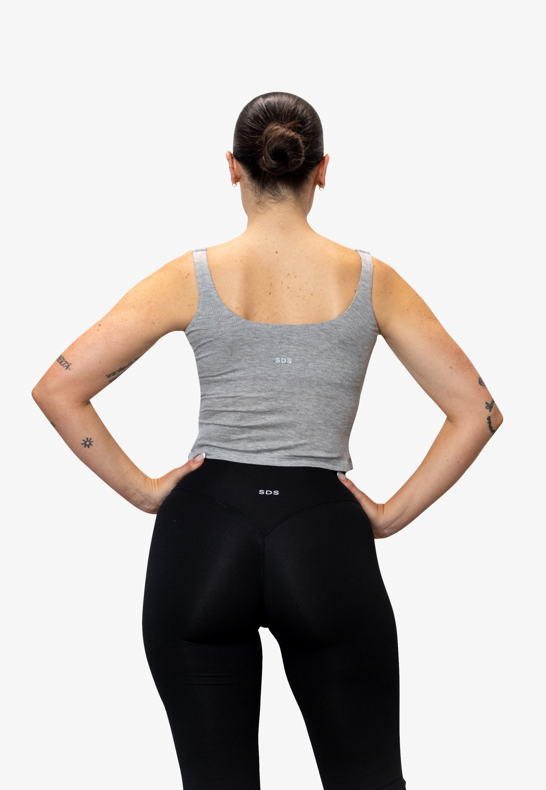 Cropped Rib Tank - Heather Grey