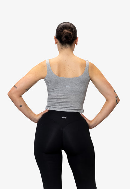 Cropped Rib Tank - Heather Grey