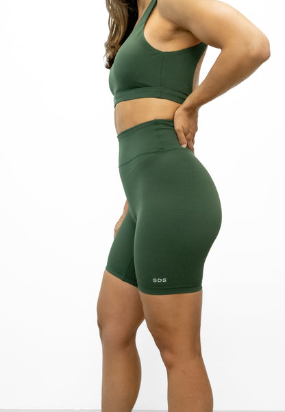 Luxe Impact Biker Shorts - Ever Green