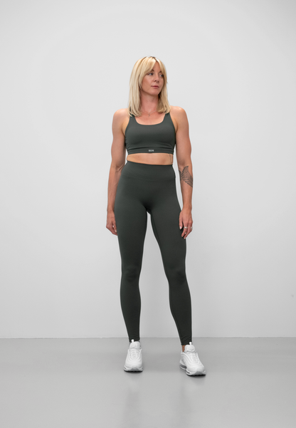 Luxe Tights- Full Length- Impact Fabric - Stone Green