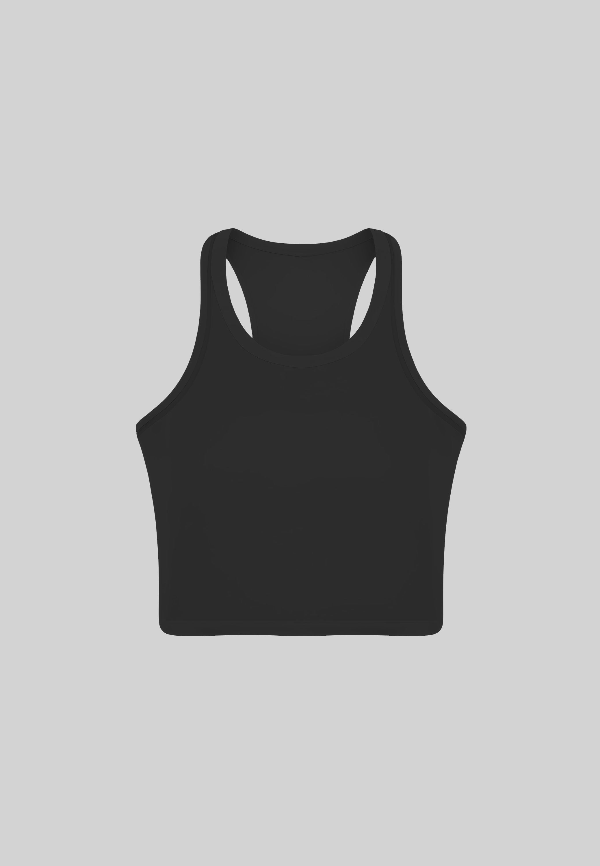 Rib Racer Back Crop Top - Black