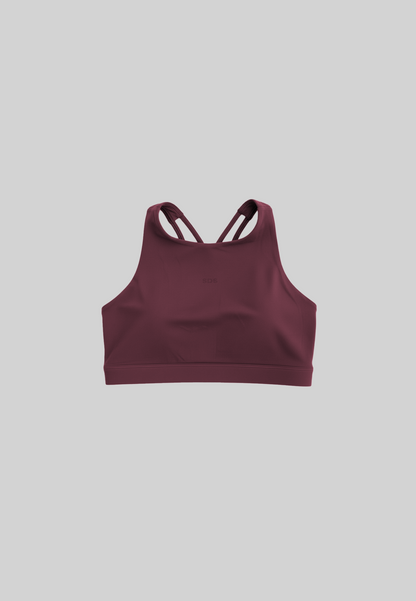 Hybrid High Neck Bra - Red Brown