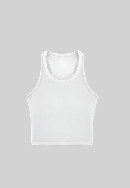 Rib Racer Back Full Length Top - White