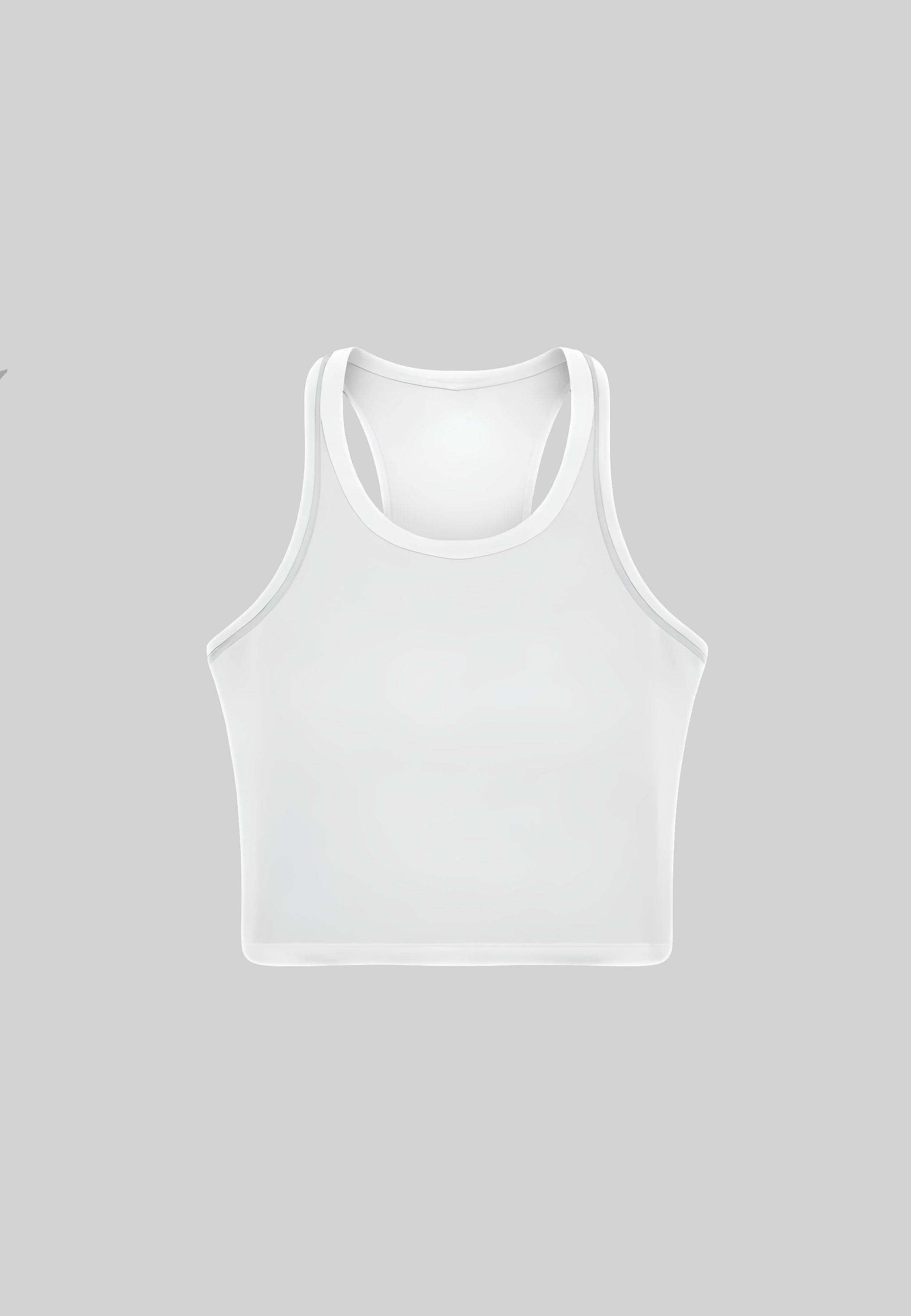 Rib Racer Back Crop Top - White