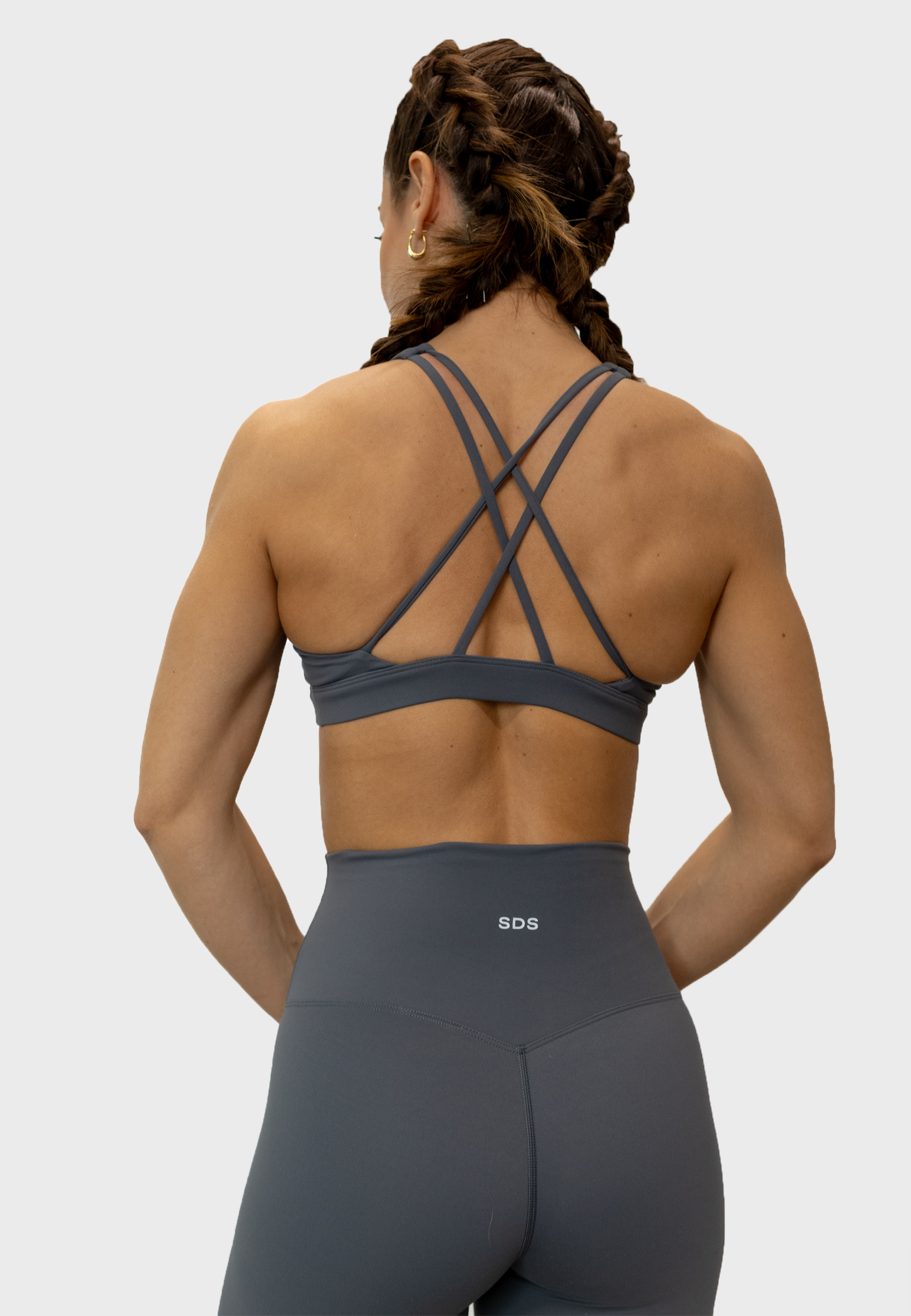 Hybrid High Neck Bra - Deep Grey