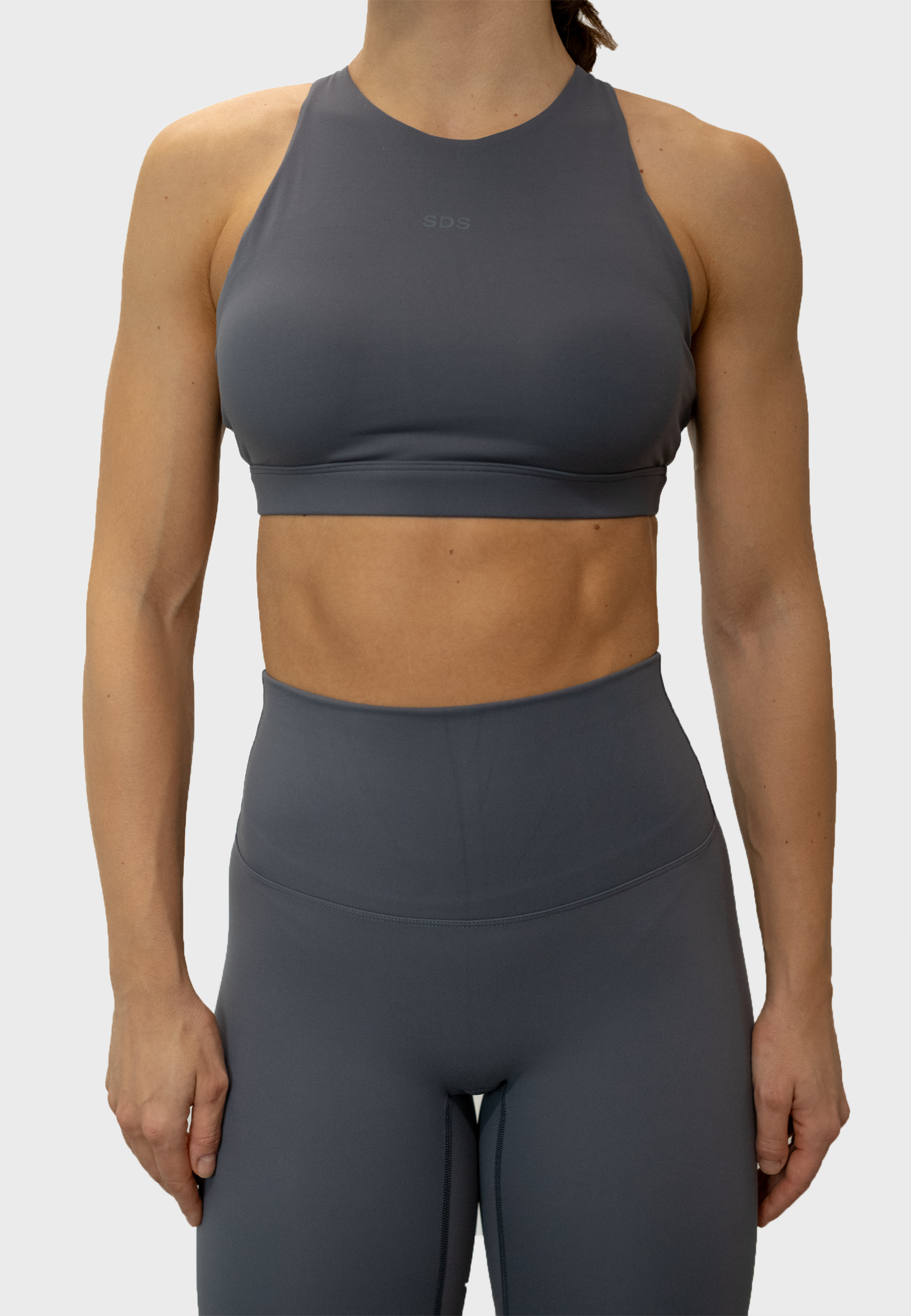 Hybrid High Neck Bra - Deep Grey