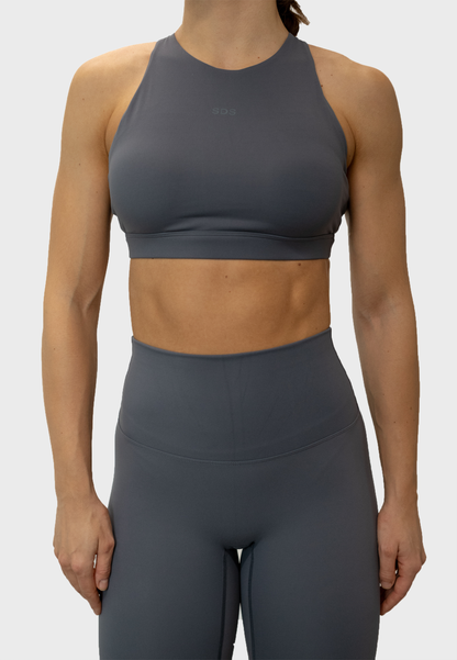 Hybrid High Neck Bra - Deep Grey