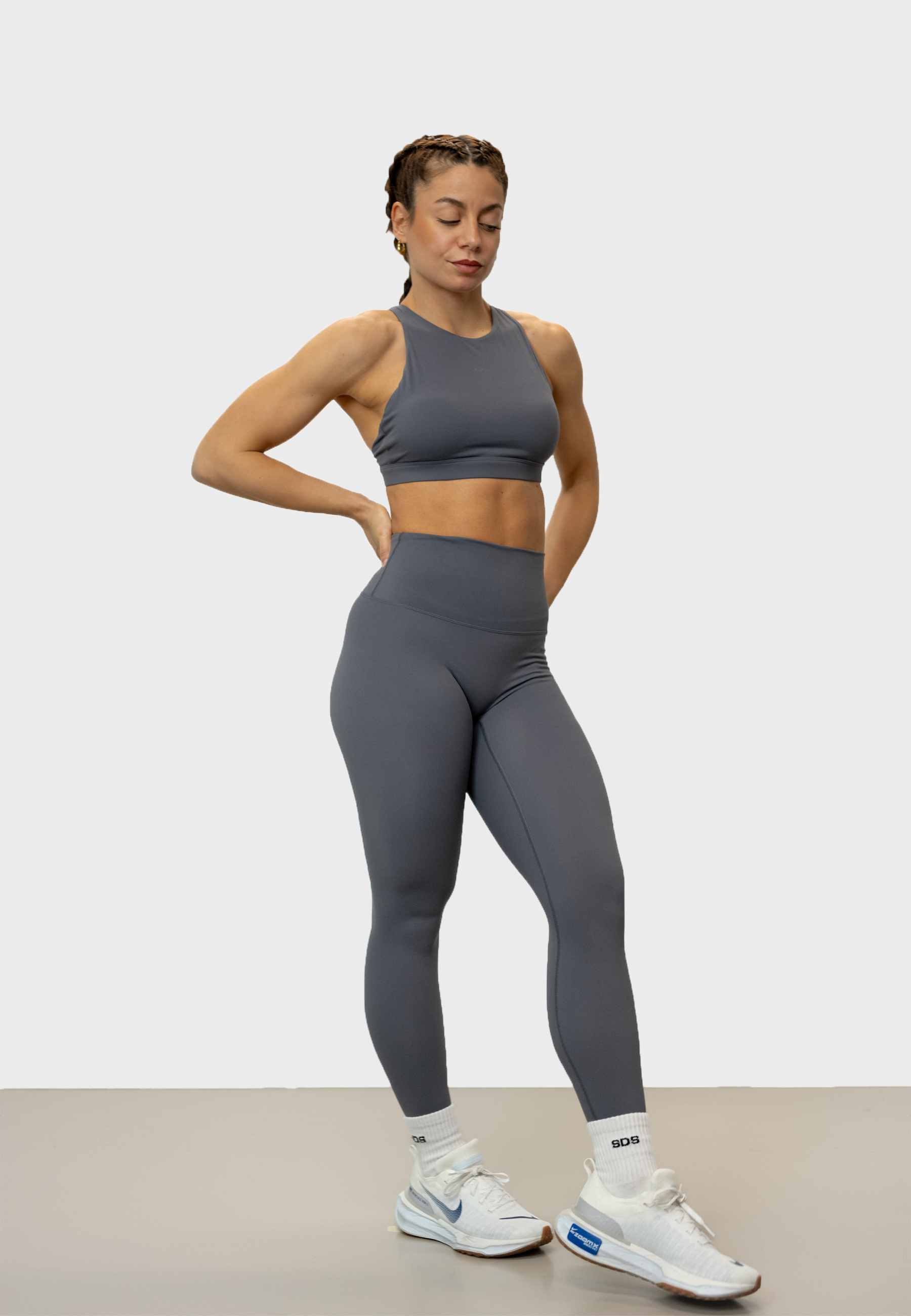 Hybrid High Neck Bra - Deep Grey