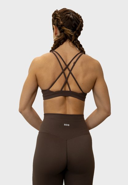 Hybrid High Neck Bra - Chocolate Brown