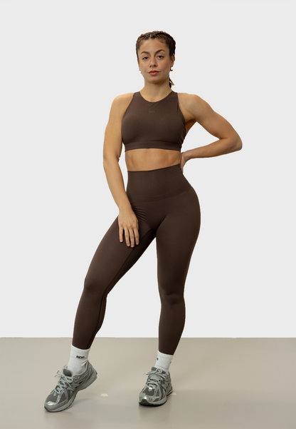 Hybrid High Neck Bra - Chocolate Brown