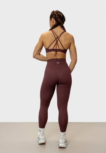Hybrid High Neck Bra - Red Brown