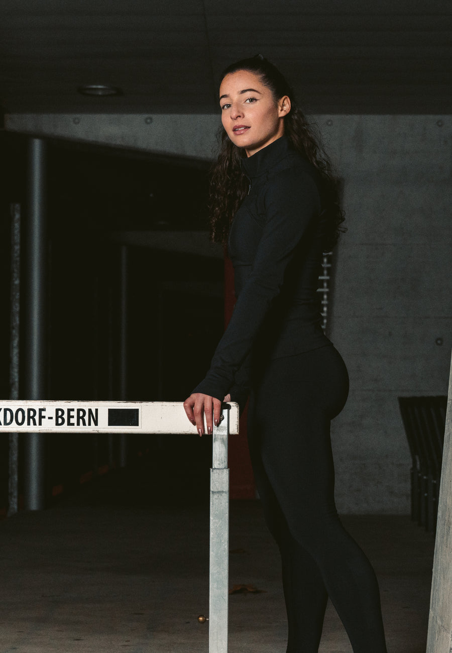 Fleeced Outdoor Tights - Black - Swiss Designer Sport