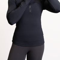 Tech Long Sleeve Fleece- Black - Swiss Designer Sport